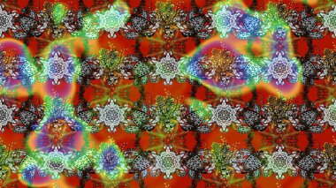 Raster illüstrasyonundaki çiçek desenli çizim. Kahverengi, gri ve yeşil renkte çiçekler.