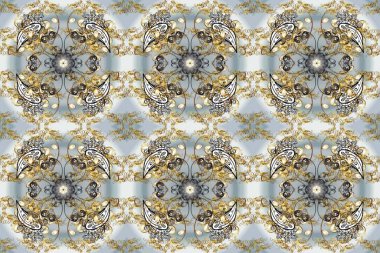 Çizgi sanatı tasarım şablonu için kusursuz sınır. Bej, siyah ve kahverengi renklerde altın element. Altın desenli çiçek dekoru. Davetiyeler, kartlar, web sayfası için Raster illüstrasyon. Doğu tarzı ögesi.