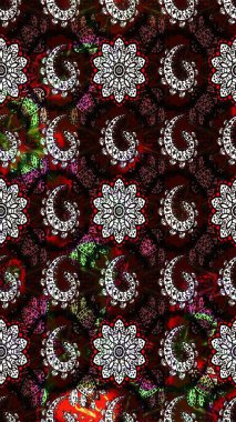 Raster Henna dövme stili. Kızılderili desenli desenli desenli şal deseni. Tekstil, tebrik kartı, boyama kitabı, telefon kılıfı baskısı için kullanılabilir. Etnik Mandala süsü.