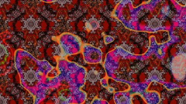 Tatil havası. Kahverengi ve kırmızı renkte çiçekler. Nazik romantik baskı. Raster güzel bir çiçek deseni çizmiş. Bahar mevsimi.