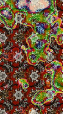 Parlak çiçekli halı deseni kahverengi ve kırmızı renklerde..