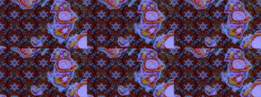 Renkli Bahar Teması eskiz kalıbı. Kahverengi ve mor renkli şirin çiçek desenleri. Raster Modaya uygun kumaş deseni. Düz Çiçek Elementleri Tasarımı.