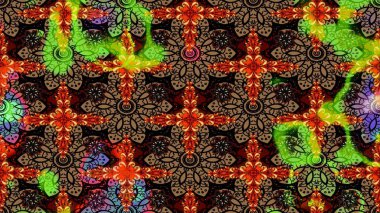 Chichi 'nin kumaş kalıbını çiz. Çiçek deseni. Renkli Bahar Teması eskiz kalıbı. Raster illüstrasyonu. Düz Çiçek Elementleri Tasarımı.