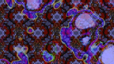 Raster illüstrasyonu. Mor ve kahverengi renklerde güzel bir tekstil. Suluboya çiçekli çiçek deseni.