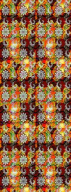 Renkli Bahar Teması eskiz kalıbı. Turuncu ve siyah renkli çiçekler. Sevimli çiçek raster deseni. Düz Çiçek Elementleri Tasarımı.