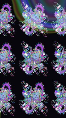 Düz Çiçek Elementleri Tasarımı. Şirin çiçek elementleri. Taslak desenli, modaya uygun kumaş deseni. Renkli Bahar Teması eskiz kalıbı. Raster illüstrasyonu.