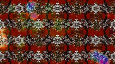 Çiçekli zambakların eskiz geçmişi. Parlak çiçekli kolaj çiçekleri kahverengi ve kırmızı. Çiçek tasarımı için inanılmaz kolaj cennet tarzı..