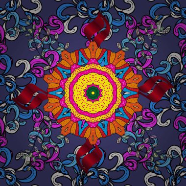 Raster illüstrasyonunda kusursuz çiçek deseni. Suluboya tarzında siyah ve mor renkli çiçekler.