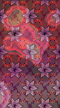 Düz Çiçek Elementleri Tasarımı. Raster illüstrasyonundaki çiçek desenli çizim. Renkli Bahar Teması eskiz kalıbı. Süslü kumaş deseni.