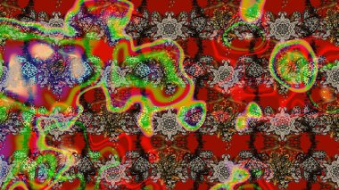 Kabile sanatı boho baskısı, klasik çiçek arkaplanı. Arkaplan dokusu, duvar kağıdı, kırmızı ve kahverengi renkli çiçek teması. Soyut etnik raster çizim kalıbı.