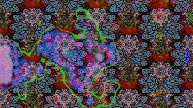 Çizim kalıbı. Raster illüstrasyonu. Organik motif arka planı. Ultraviyole kumaş deseni.