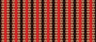 Kırmızı ve kahverengi renklerde altın elementler. Kusursuz raster arka plan. Çiçek deseni. Duvar kâğıdı barok, İspanyol kumaşı. Şekil grafik deseni.