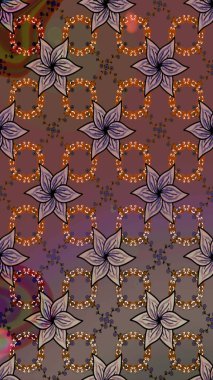 Nazik, narin çiçek arkaplanı. Çiçekli karalama şeklinde Raster çiçek deseni. Kahverengi renkte çiçekler.