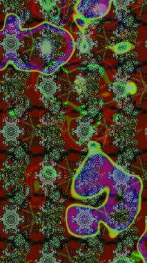 Düz Çiçek Elementleri Tasarımı. Raster illüstrasyonu. Kırmızı ve yeşil renkte zarif çiçekli suluboya. Renkli Bahar Teması çizim şablonu.