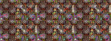 Küçük çiçekteki sevimli çiçek deseni. Kahverengi ve siyah renkte çiçekler.