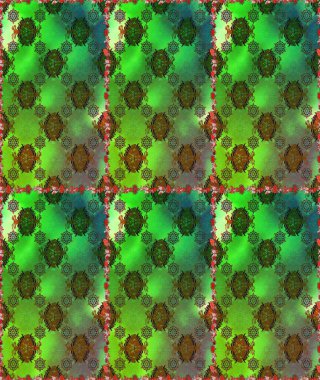 Karalama çiçekleri kusursuz desen. Yeşil ve kahverengi el çizimi desen. Raster deseni. Sanat ilham verici ve kahverengi tarzı çiçekler ve arkaplan bırakır.