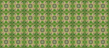 Damask kusursuz yinelenen arkaplan. Yeşil, nötr ve bej renklerde altın element. Barok tarzında altın çiçekli süs. Doku arkaplanı üzerine altın duvar kağıdı.