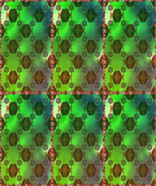 Karalama çiçekleri kusursuz desen. Yeşil ve kahverengi el çizimi desen. Raster deseni. Sanat ilham verici ve kahverengi tarzı çiçekler ve arkaplan bırakır.