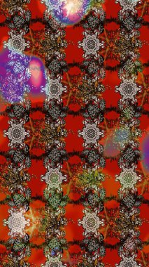 Nakış desenli çiçek deseni. Renkli grunge, renkli ve kahverengi çiçeklerle soyut bir arka plan oluşturur. İzler, kumaş, duvar kağıtları, tekstil için raster dokusu.