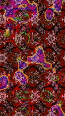 Çiçekli karalama şeklinde Raster çiçek deseni. Kahverengi renkte yaz çiçekleri. Raster illüstrasyonu.