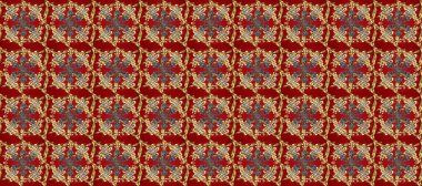 Kahverengi, kırmızı ve bej renklerde altın tekrarlayan elementlerle soyut arkaplan. Kusursuz oryantal klasik altın desen.