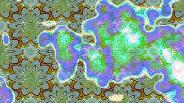 Çiçek desenli raster, yeşil ve mavi çizgi grafik desenli soyut raster arkaplan. Modern stil dokusu.