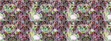 Raster Güzel kumaş deseni. Raster suluboya çiçek deseni, narin çiçekler, gri ve nötr çiçekler, tebrik kartı şablonu.