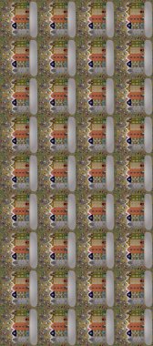 Kartpostallar, duvar kağıtları ya da tatil tasarımı için dekoratif, pürüzsüz desen. Şenlikli konfeti geçmişi olan eski Avrupa konak evlerinin renkli bir çizimi.