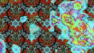 Arkaplan dokusu, duvar kağıdı, mavi renkli çiçek teması. Soyut etnik raster çizim kalıbı. Kabile sanatı boho baskısı, klasik çiçek arkaplanı.