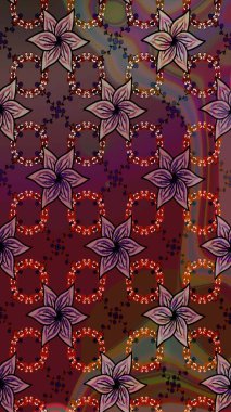 Zarif, parlak ve eskiz kahverengi çiçek desenli tasarım. Raster. Sabıka baskıları, bebek kıyafetleri, duvar kâğıtları, paket kutuları vb..