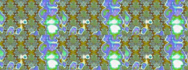 Yeşil ve mavi renkte çiçekler. Raster illüstrasyonunda çiçek deseni çizimi.