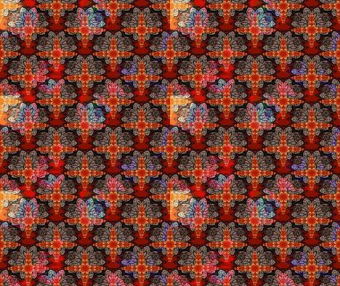 Yaprak ve çiçeklerin suluboya resimleri, kırmızı renklerde çizimler. Raster illüstrasyonu. Kibarca, bahar çiçekleri kırmızı renklerde.