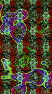 Hediye ambalaj kağıdı, tebrik kartları, posterler ve pankart tasarımı. Çiçekler kırmızı ve yeşil renklerde. Raster düz çiçek çizim deseni.