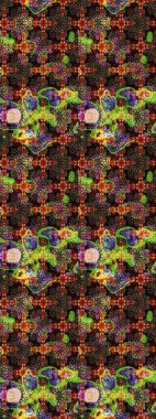 Küçük çiçekteki sevimli çiçek deseni. Raster illüstrasyonu. Kahverengi ve siyah renkte çiçekler.