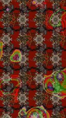 Kahverengi ve kırmızı renkte çiçekler. Sevimli çiçek raster deseni. Düz Çiçek Elementleri Tasarımı. Renk Bahar Teması eskiz şablonu.