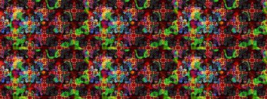 Yumuşak, bahar çiçekleri siyah ve kahverengi renklerde. Raster deseni. Raster illüstrasyonu. Patlayan çiçekler soyut yerleştirilmiş.