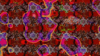 Parlak çiçekli halı deseni kahverengi ve kırmızı renklerde..