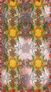 Çiçeksel elementlerle süslenmiş zarif raster dokusu. Küçük çiçekte hoş bir çiçek deseni var. Parlak çiçekli kahverengi renkler üzerine soyut çizim deseni.