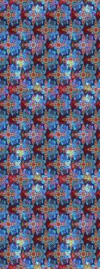 Raster illüstrasyonundaki çiçek desenli çizim. Düz Çiçek Elementleri Tasarımı. Süslü kumaş deseni. Renkli Bahar Teması çizim şablonu.