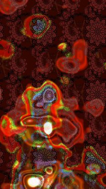 Raster - stok. Kahverengi ve kırmızı çiçekli eskiz deseni, suluboya çiçek deseni, sevimli çiçek, duvar kağıdı, kart veya kumaş için fayanslı.