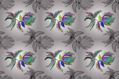 Çiçekler suluboya tarzında gri, kırmızı ve beyaz renklerde. Gri, kırmızı ve beyaz renkte çiçeklerle kusursuz çiçek deseni.