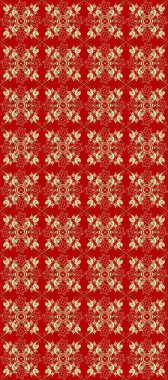 Geleneksel raster ve altın desen. Klasik oryantal desen kırmızı, kahverengi ve bej renkler üzerinde. Damask pürüzsüz süsü.