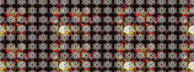 Düz Çiçek Elementleri Tasarımı. Raster illüstrasyonundaki çiçek desenli çizim. Süslü kumaş deseni. Renkli Bahar Teması çizim şablonu.