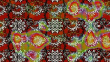 Çiçek desenli çizim. Asya tekstil tarzında. Gri ve kahverengi renkli çiçekler. Renkli Bahar Teması eskiz kalıbı. Düz Çiçek Elementleri Tasarımı. Raster illüstrasyonu.