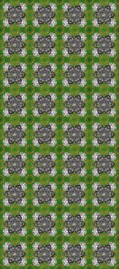 Raster illüstrasyonu. Damask altın soyut çiçek deseni yeşil, gri ve kahverengi renklerde. Süsleme.