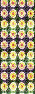 Raster illüstrasyonu. Tarafsız ve yeşil renklerde çiçekler. Küçük çiçekte sevimli çiçek deseni var..