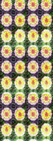 Raster illüstrasyonu. Tarafsız ve yeşil renklerde çiçekler. Küçük çiçekte sevimli çiçek deseni var..