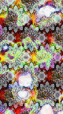 Motley illüstrasyonu. Küçük çiçekte güzel bir desen. Moda baskıları için zarif bir şablon. Tarafsız ve gri çiçekli bahar çiçekleri. Küçük renkli çiçekler..