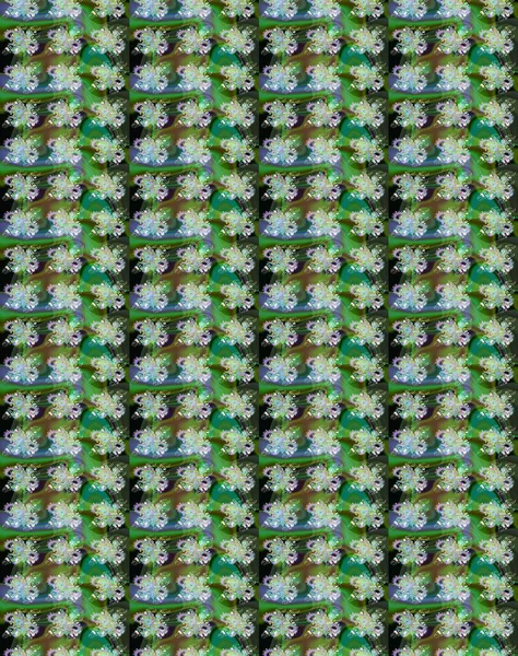 Şirin çiçekli, desenli, yeşil ve nötr renklerde renkli eskiz deseni. Tekstil için suluboya eskiz deseni. El çizimi çiçek çizimi deseni (fayans)).