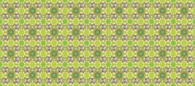 Kusursuz oryantal klasik altın desen. Yeşil, bej ve nötr renklerde altın tekrarlayan elementler içeren Raster soyut arka planı.